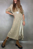 Solid Color Knitted Long-sleeved Casual Slit Midi Dress