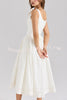 Real Darling Square Neck Cute Bows Straps Button Up Pocketed Midi Dress