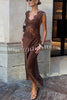 Wonderful Fusion Satin Lace Trim Poka Dot V-neck Drape Maxi Dress