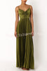 Catch The Light Satin Pleated V-neck Slip Maxi Dress