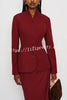 Retro Dramatic Stand Neck Button Up Long Sleeve Curved Waist Jacket