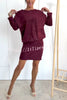 Solid Color Sparkly Round Neck Long Sleeve Casual Mini Dress