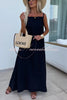 Long Story Solid Color Belted Pocket A-line Breathable Maxi Dress