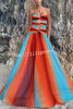 Neon Sunset Mesh Printed Twist Cutout Off Shoulder Vacation Maxi Dress
