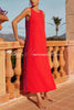 Vacation Villa Side Ric Rac Wave Trim Slit Loose Maxi Dress