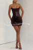 Palmer Faux Leather Pleated Off Shoulder Neck Slit Stretch Mini Dress