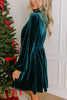 Solid Color Velvet Sexy Hollow Waist Long Sleeve Mini Dress