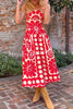 Vivid Dreams Unique Ethnic Print Beaded Suspender Midi Dress