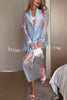 Simple and Light See-through Fabric Tie-up Long Sleeve Pocket Lapel Blazer