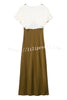 Fashionable Contrast Color V-neck Lace Stitching Maxi Dress