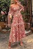 Lilipretty? Beachside Picnic Ethnic Print Smocked Off Shoulder Pocketed Maxi Dress