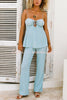 Vacation Day To Night Textured Lace-up Elastic Waist Backless Loose Jumpsuit