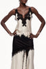 Party Focus Contrast Color Satin Lace Trim V-Neck Slip Tank