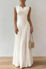 Solid Color Sleeveless Slim Fit Pleated Full Hem Maxi Dress