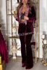 Cheer Tonight Velvet Glitter Trim High Rise Stretch Fiare Pants