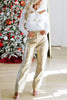 Elevate Style Textured Faux Leather Pocketed Straight Stretch Pants