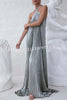 Elegant and Gorgeous Shimmer Fabric Halter A-line Maxi Dress