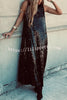 Twas The Night Sequin Round Neck Sleeveless Drape Loose Maxi Dress