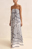 Unique Print Sexy Tube Top Back Zipper Loose Maxi Dress