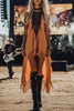 Fashion Loose Sleeveless Spliced Tassel Casual Midi Dress