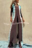 ROMA Tie-dye Print Front and Back Slit Detail Long Sleeve  Stretch Midi Top