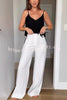 Full of Chic Colorblock Trim Lace-up Waist Pocketed Wide Leg Pants