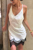 Sexy Lace Paneled V-neck Halter Back Mini Dress