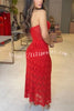 Romantic Story Knit Texture Off Shoulder Stretch Maxi Dress