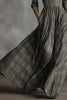 Plaid Print Long Sleeve Slim Fit Casual Pocket Maxi Dress