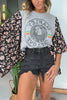 Unique Ethnic Print Batwing Sleeve Loose Top