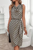 Unique Print Draped Front Neck Asymmetric Hem Mini Dress