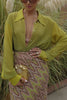 Moonlit Waltz Gradient Print Button Up Long Sleeve Loose Blouse