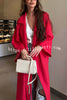 Linen Blend Solid Color Casual Lapel Tie Loose Maxi Dress