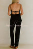 Vacation Day To Night Textured Lace-up Elastic Waist Backless Loose Jumpsuit