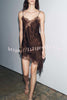 Elouise Satin Lace Trim V-neck Asymmetrical Hem Slip Mini Dress
