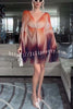 Like A Butterfly Pleated Unique Print Slit Bell Sleeve A-line Mini Dress