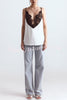 Jennie Lace Trim Deep V-neck Back Tie-up Loose Tank