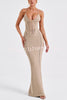Warm Weather Favorite Knit Crochet Hollow Out Back Lace-up Stretch Maxi Dress
