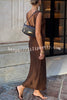 Wonderful Fusion Satin Lace Trim Poka Dot V-neck Drape Maxi Dress