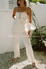 Vacation Day To Night Textured Lace-up Elastic Waist Backless Loose Jumpsuit