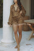 Moonlight Vacation Chiffon Leopard Balloon Sleeve Elastic Waist Loose Mini Dress
