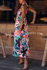 Bohemian Printed Gathered Halterneck Maxi Dress