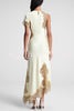 Paris Dream Satin Lace Trim Irregular Design Drape Maxi Dress