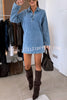 Fashion Lapel Long Sleeve Loose Denim Mini Dress