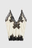 Party Focus Contrast Color Satin Lace Trim V-Neck Slip Tank