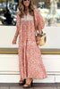 Boheme Lifestyle Printed Puff Sleeve Loose Maxi Dress