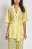The Sun Shines Floral Lace Button Up Belted Lapel Loose Shirt