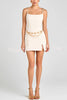 Timeless Exquisite Tweed Fabric Metal Coin Chain Detail Slip Mini Dress
