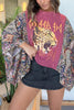 Unique Ethnic Print Batwing Sleeve Loose Top
