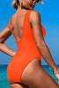 Solid Color Mesh Paneled Stretch One-piece Swimsuit